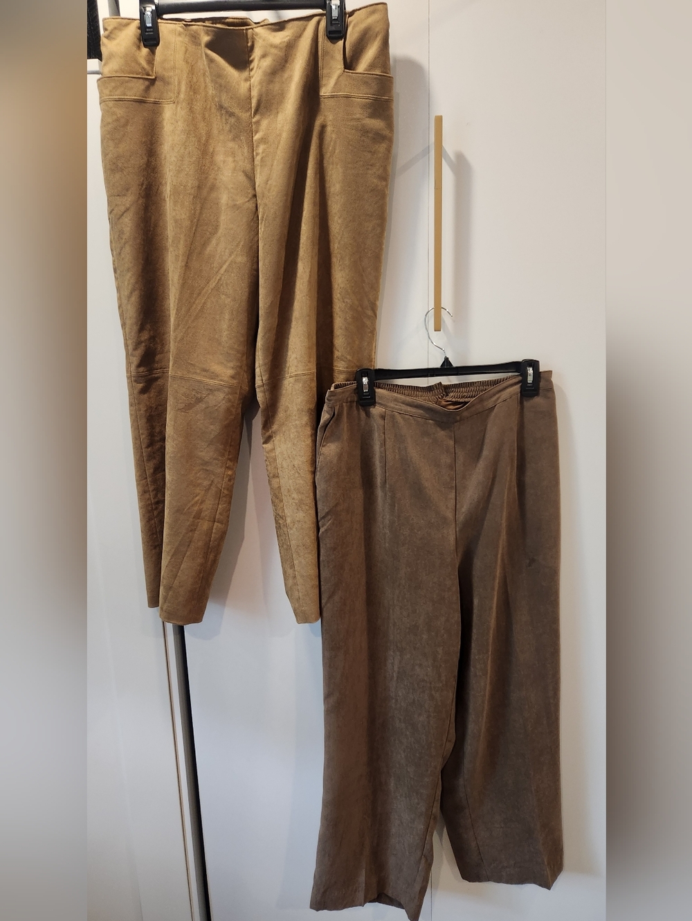 2 Pairs Women's Tan/Brown Suede-Effect Trousers